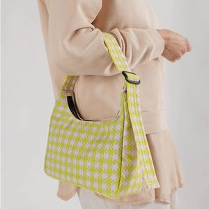 BAGGU Mini Nylon Shoulder Bag - Pink Pistachio Pixel Gingham NWT